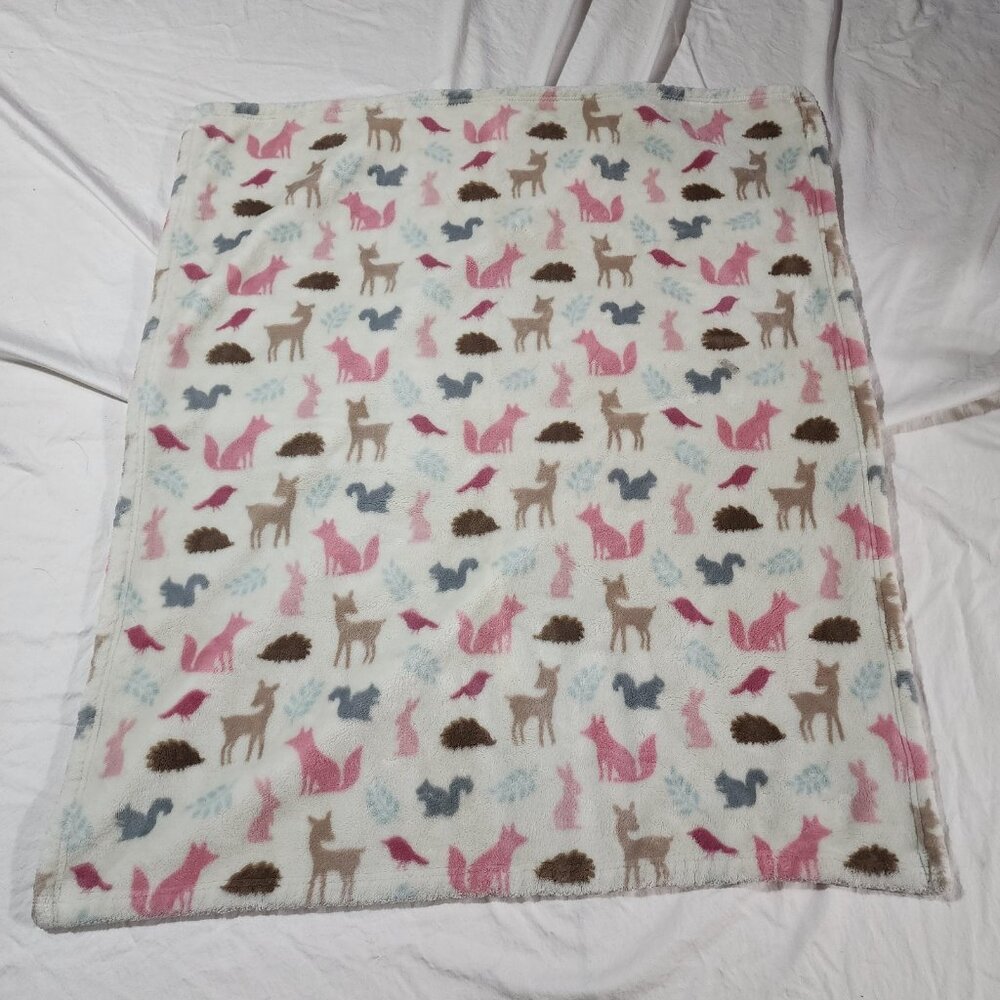 Hudson Baby Woodland Animal Deer Fox Squirrel Plush Blanket 30x36 Style‎ 59932